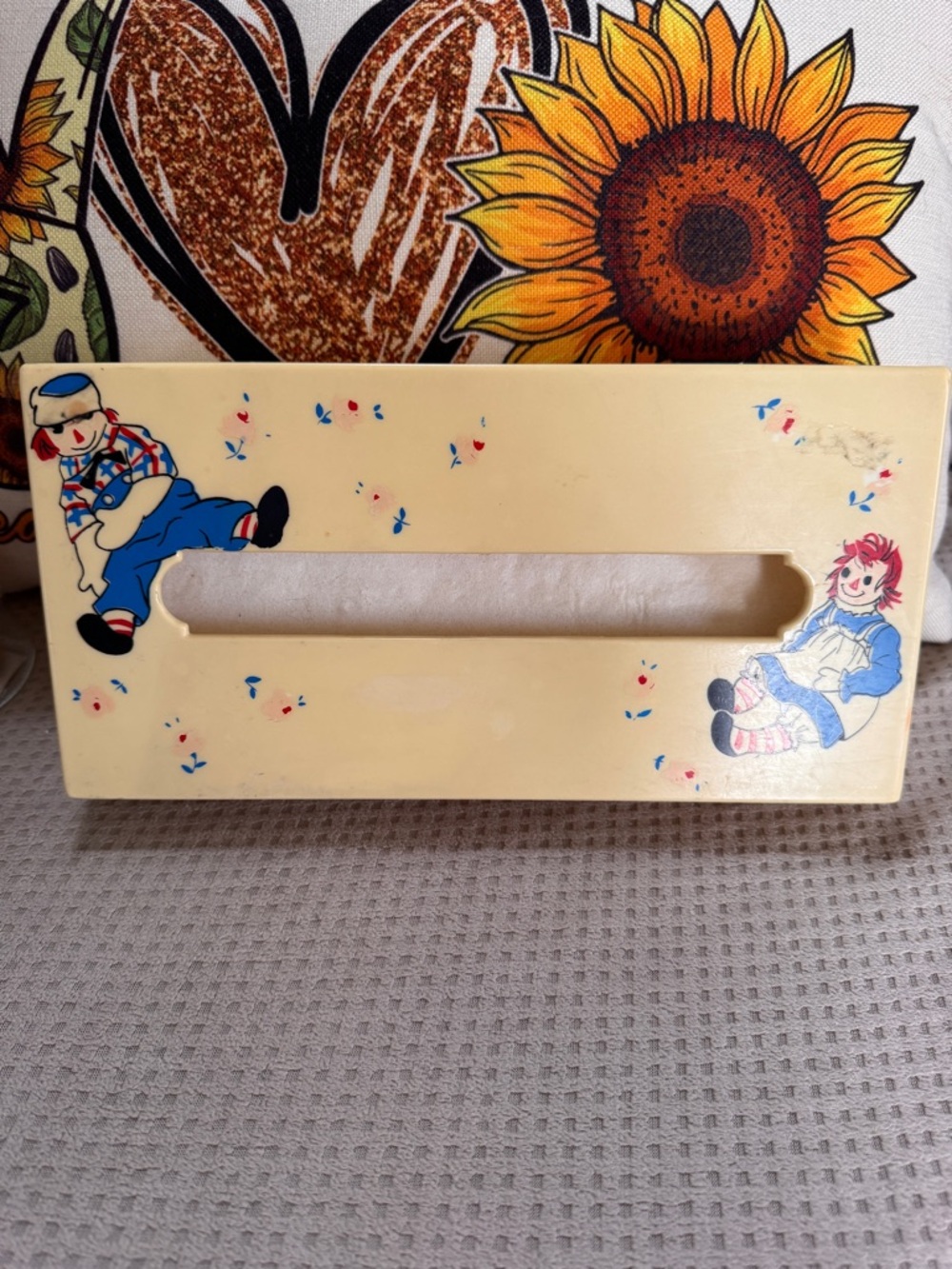 Vintage RARE Ames Raggedy Ann & Andy Plastic Tissue Box Cover